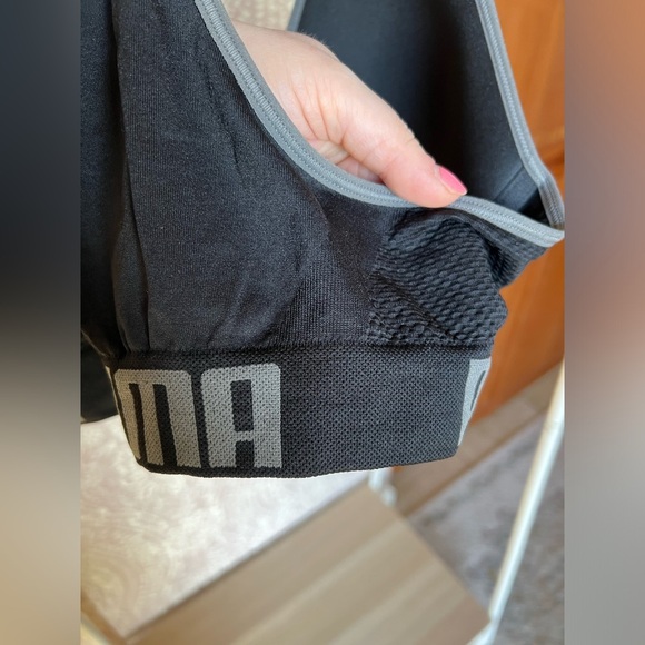 Puma Padded Racerback Structured Black and Gray Signature Sports Bra - Picture 8 of 10